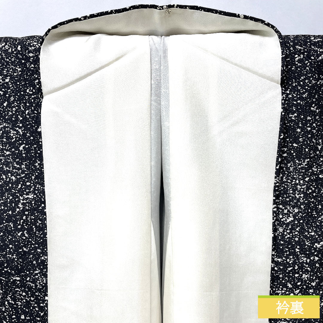 訪問着 正絹 袷 身丈166.5cm 裄丈64cm タタキ染 辻ヶ花 作家物 Aランク 黒系 1112005993510