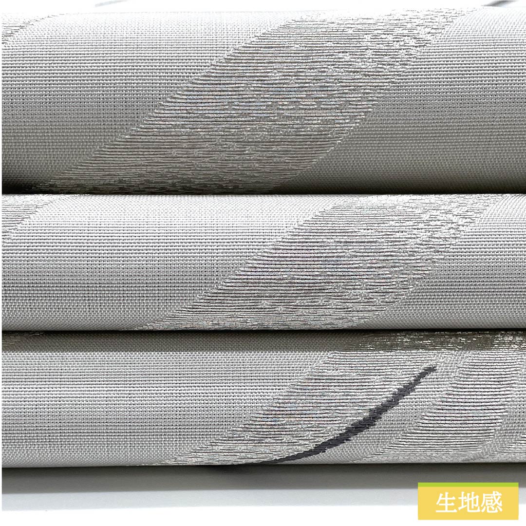 袋帯 正絹 白鼠色(しろねずいろ) 抽象模様 帯丈444cm Aランク 六通 セミフォーマル グレー系 1123012183322