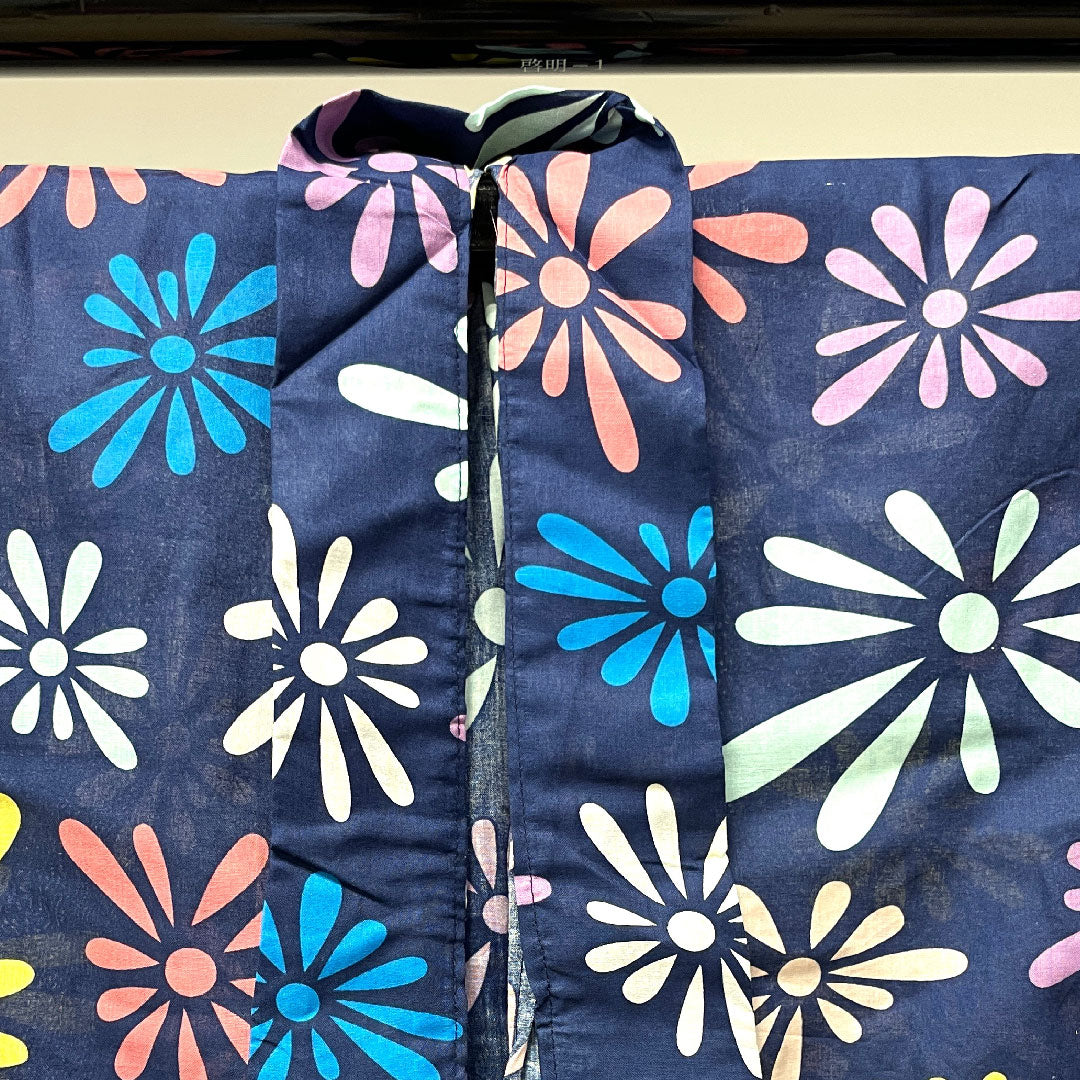 浴衣 鉄葡萄色 抽象模様 木綿 Sランク 単衣 身丈161cm 裄丈65cm 紺系 1118002412418