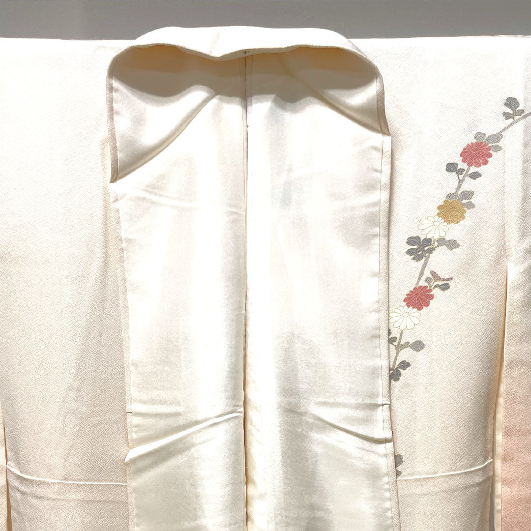 訪問着 正絹 袷 身丈159.5cm 裄丈63cm 薄桜色 京友禅 草花模様 しつけ糸付き 未使用品 Sランク ピンク系 1112003142313