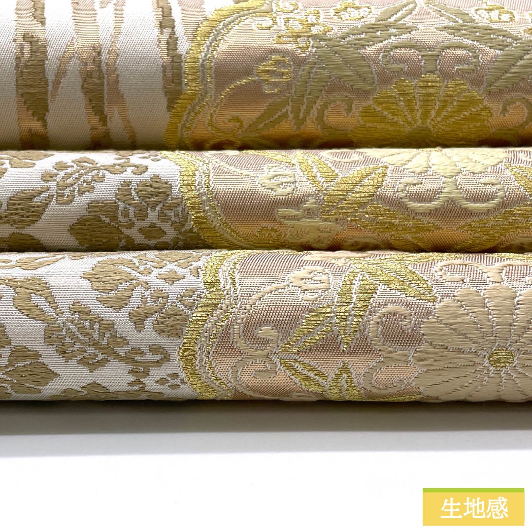 Fukuro Obi (Sash) made of pure silk, chalk-colored, Karaori, facing cranes, auspicious motif, for Tomesode, obi length 454cm, S rank, six-pass, formal, cream-colored, 1123013432415