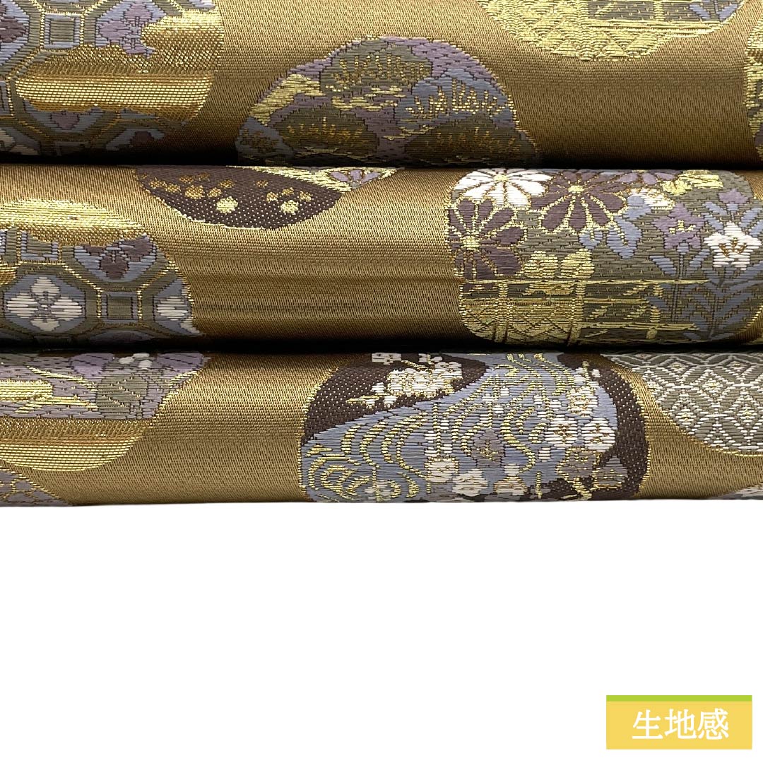 袋帯 正絹 Sランク 伽羅色(きゃらいろ) 西陣織 吉祥文様 帯丈442cm 六通 セミフォーマル 茶系 1123018282314