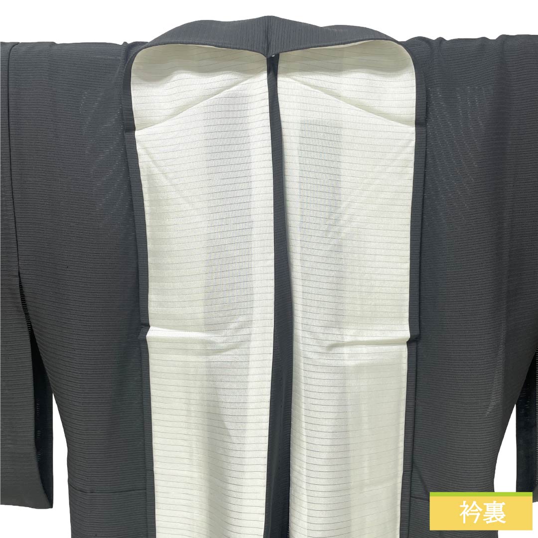 夏物 正絹 付下げ Sランク 身丈162cm 裄丈66cm 具墨色(ぐずみいろ) 型染 蘇州刺繡 抽象模様 絽 グレー系 1132005092422