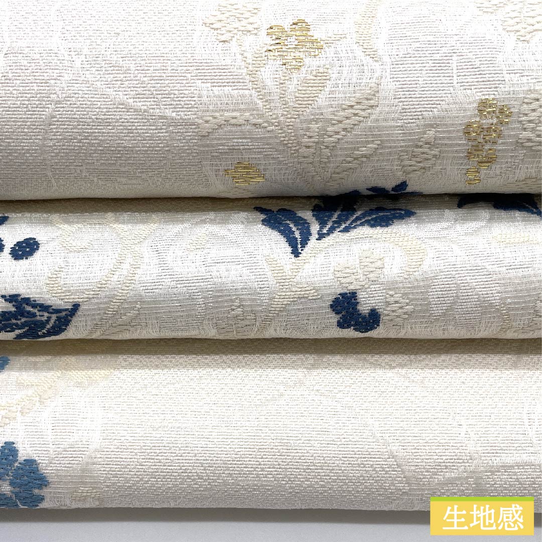 (未仕立)袋帯 正絹 胡粉色(ごふんいろ)小花模様 市松模様 葡萄 帯丈474cm NEWランク 六通 セミフォーマル 白系 1123010641411