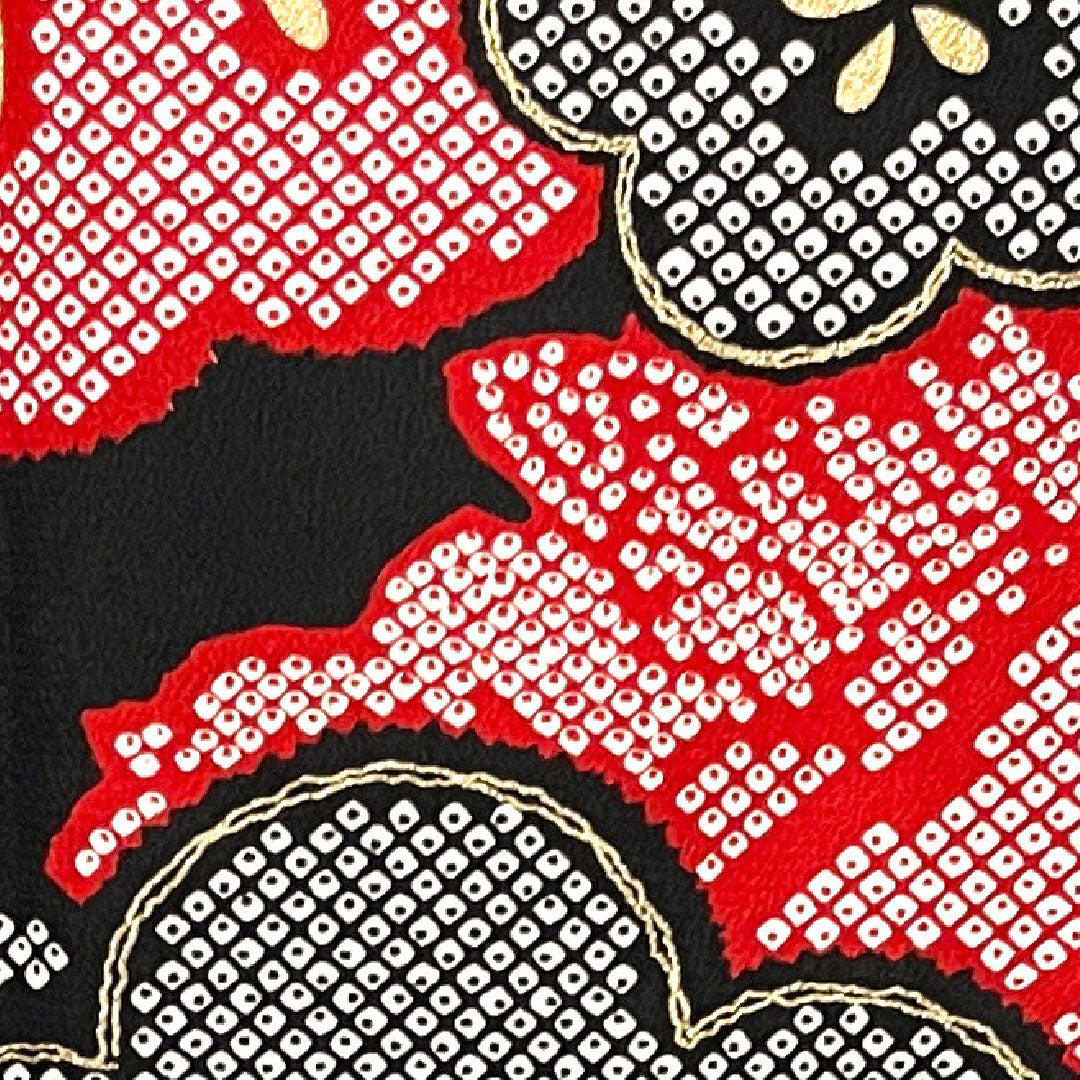 振袖 身丈170.5cm 裄丈67cm 袷 モノトーン 洗える着物 松竹梅 ポリ Sランク 黒系 1113001322610