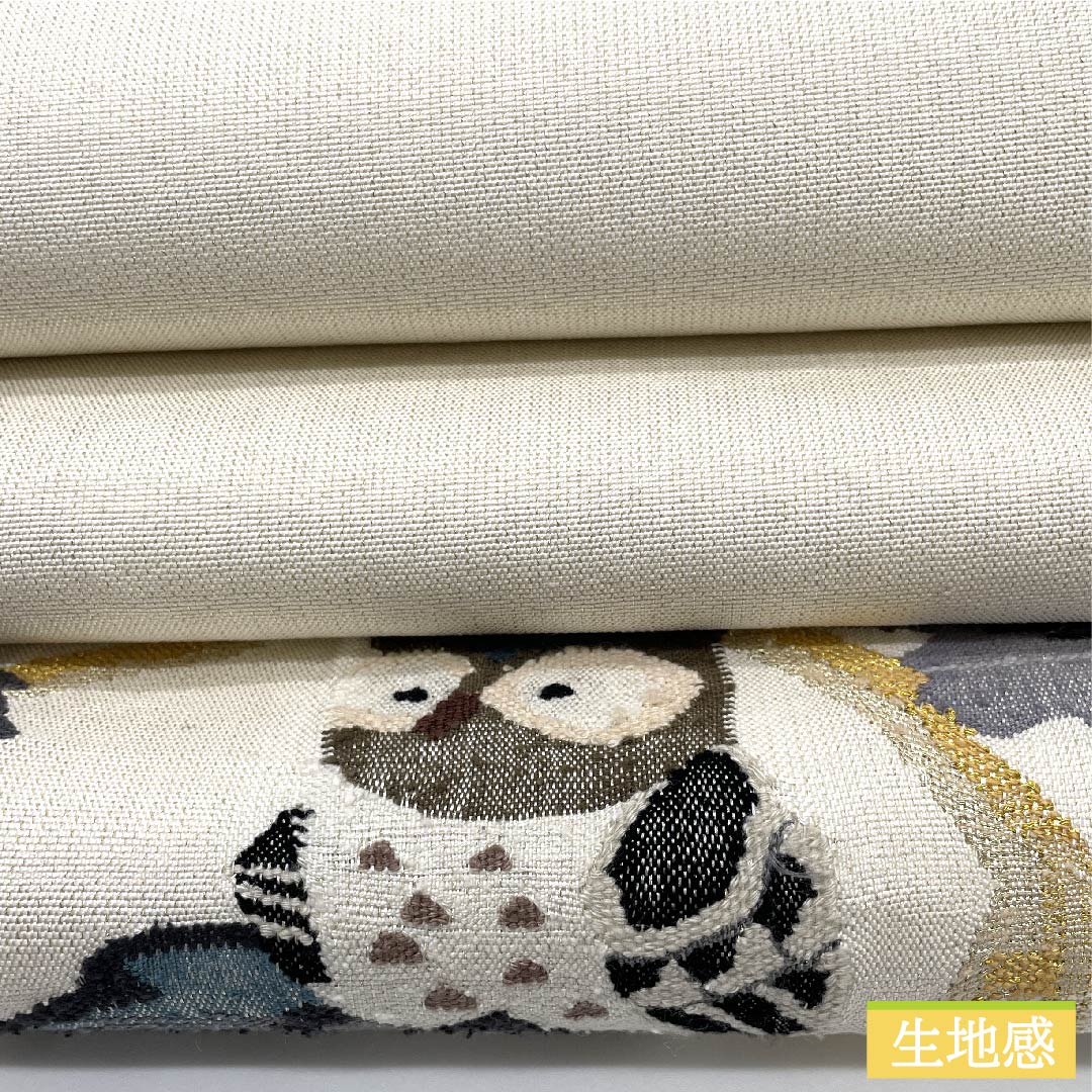 袋帯 生成り色(きなりいいろ) ふくろう 葡萄 帯丈446cm 正絹 Sランク 六通 カジュアル 白系 1123009802311