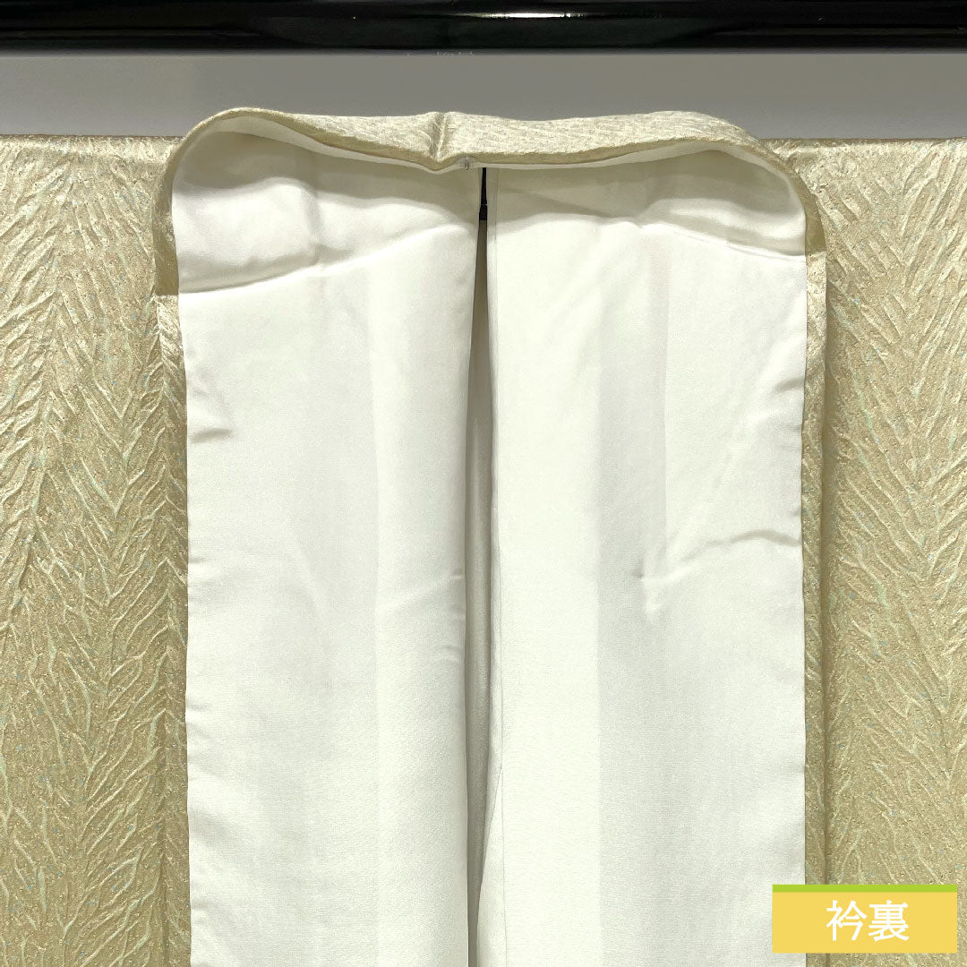 Homongi, pure silk, lined, length 167.5cm, sleeve length 65cm, pale yellow, tornado tie-dye, with basting thread, unused, S rank, cream color, 1112003972515