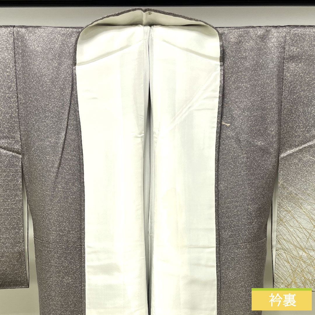 Homongi, pure silk, lined, length 161cm, sleeve length 65cm, dull purple, embroidery, A rank, gray, 1112003703422