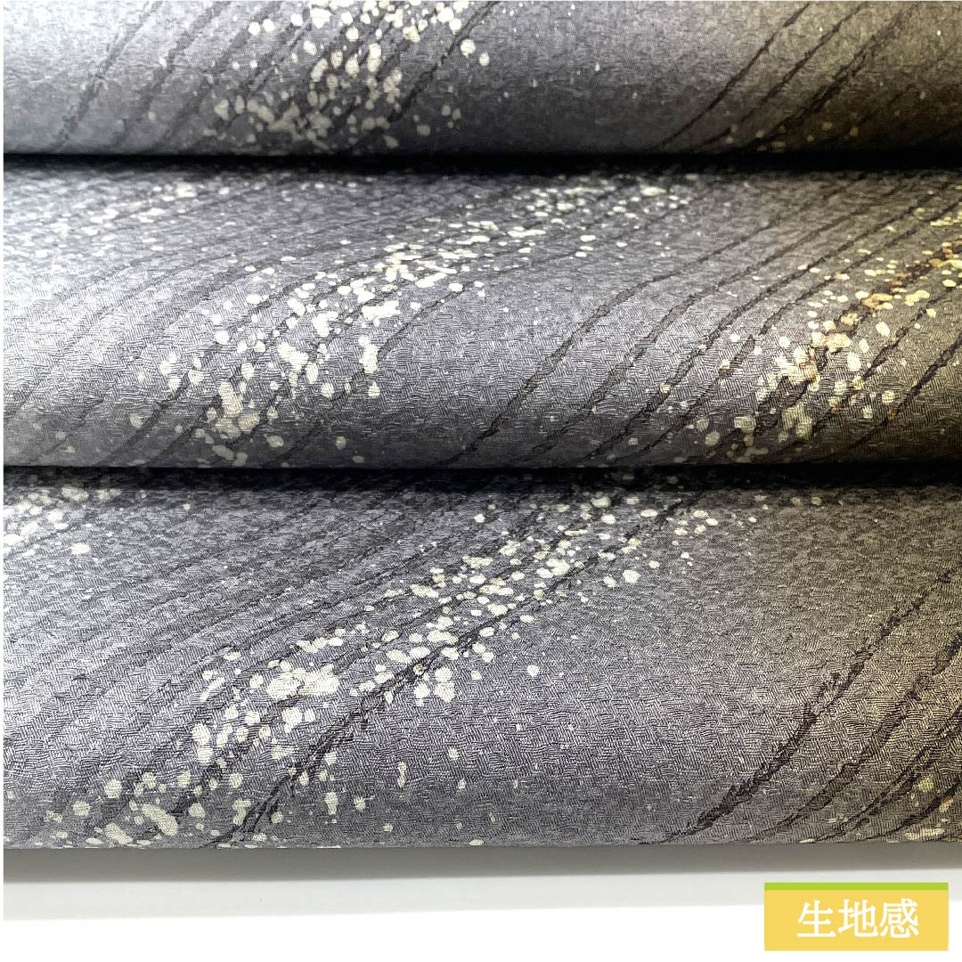 袋帯 正絹 白銅色(はくどういろ) 斜め線 タタキ 染め帯 帯丈452cm Sランク 全通 カジュアル グラデーション系 1123011562499