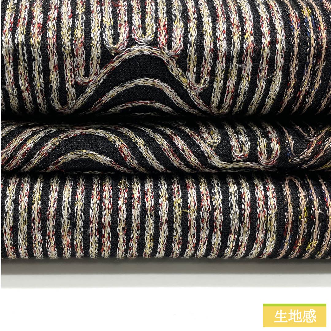 袋帯 正絹 黒色(くろいろ) 無月 刺繍 幾何学模様 帯丈434cm Sランク 全通 セミフォーマル 黒系 1123012152310