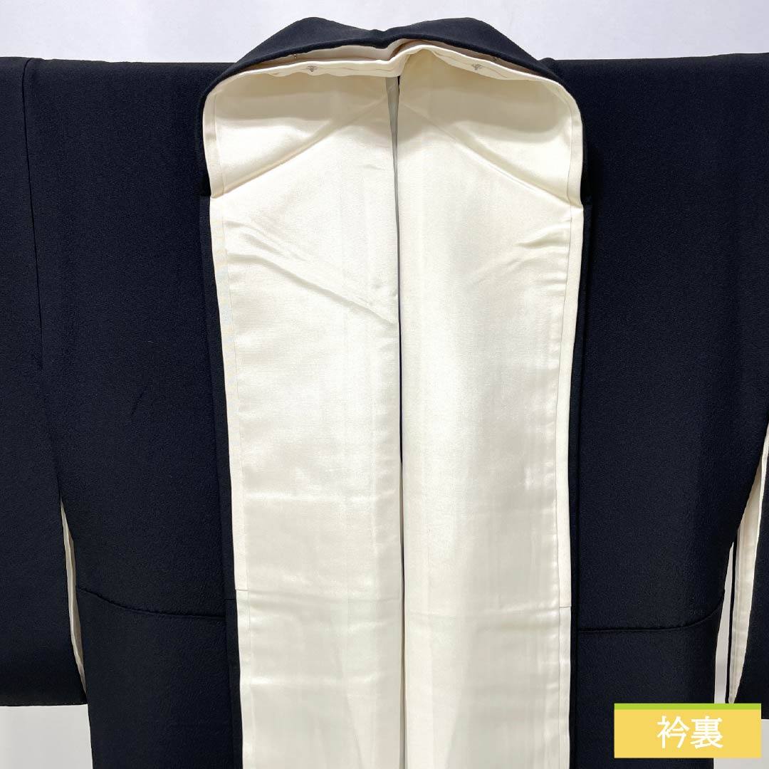 Black Tomesode (Tomesode) - Pure Silk, Grade A, Length 158.5cm, Sleeve Length 64cm, Lined, Gold-colored, Five Crests, Wisteria Design, Bundled Noshi, Five Crests, Black, Item Number 1111002043310