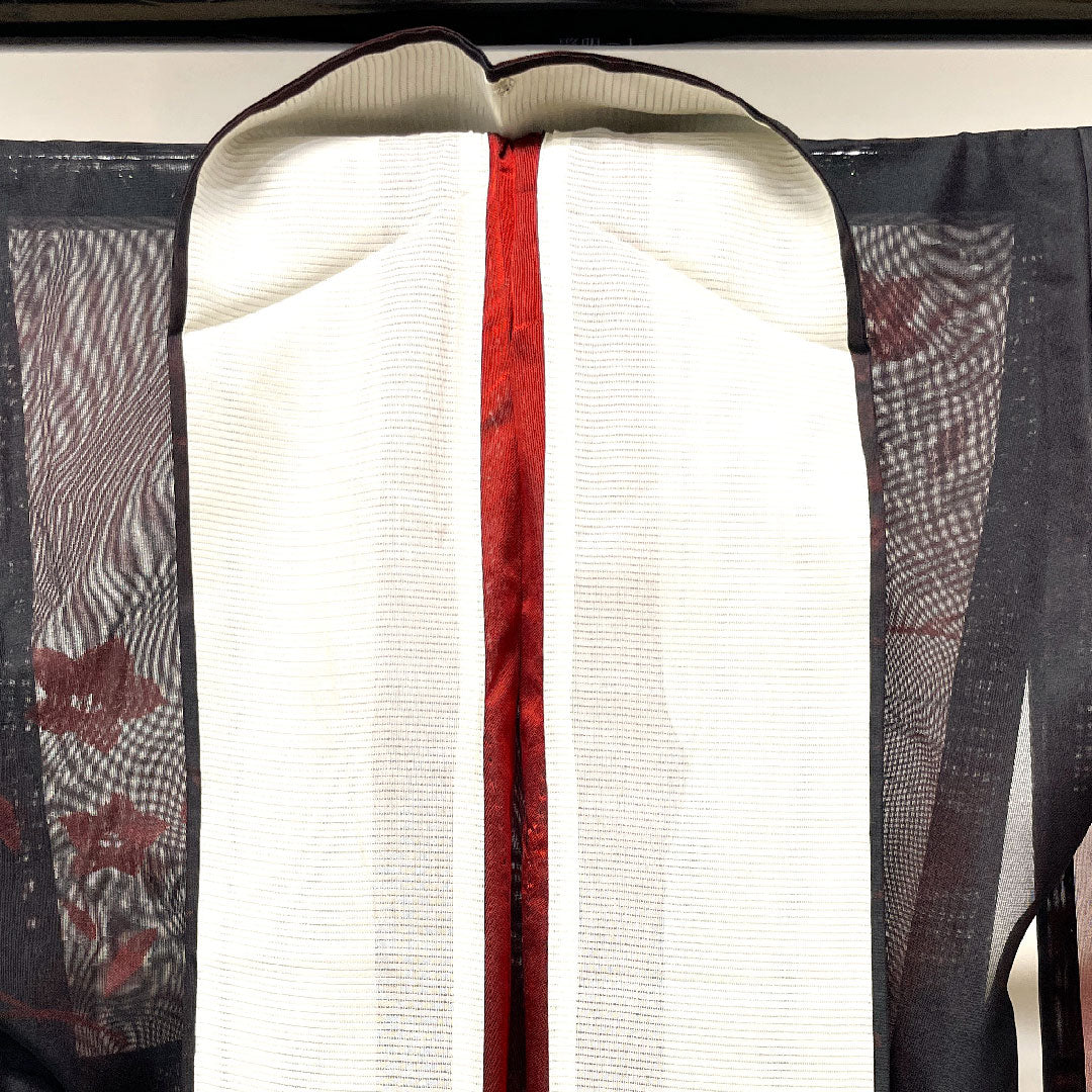 夏物 正絹 色無地 身丈167cm 裄丈63.5cm 桔梗 露草 紗 Sランク 赤系 1132001162512