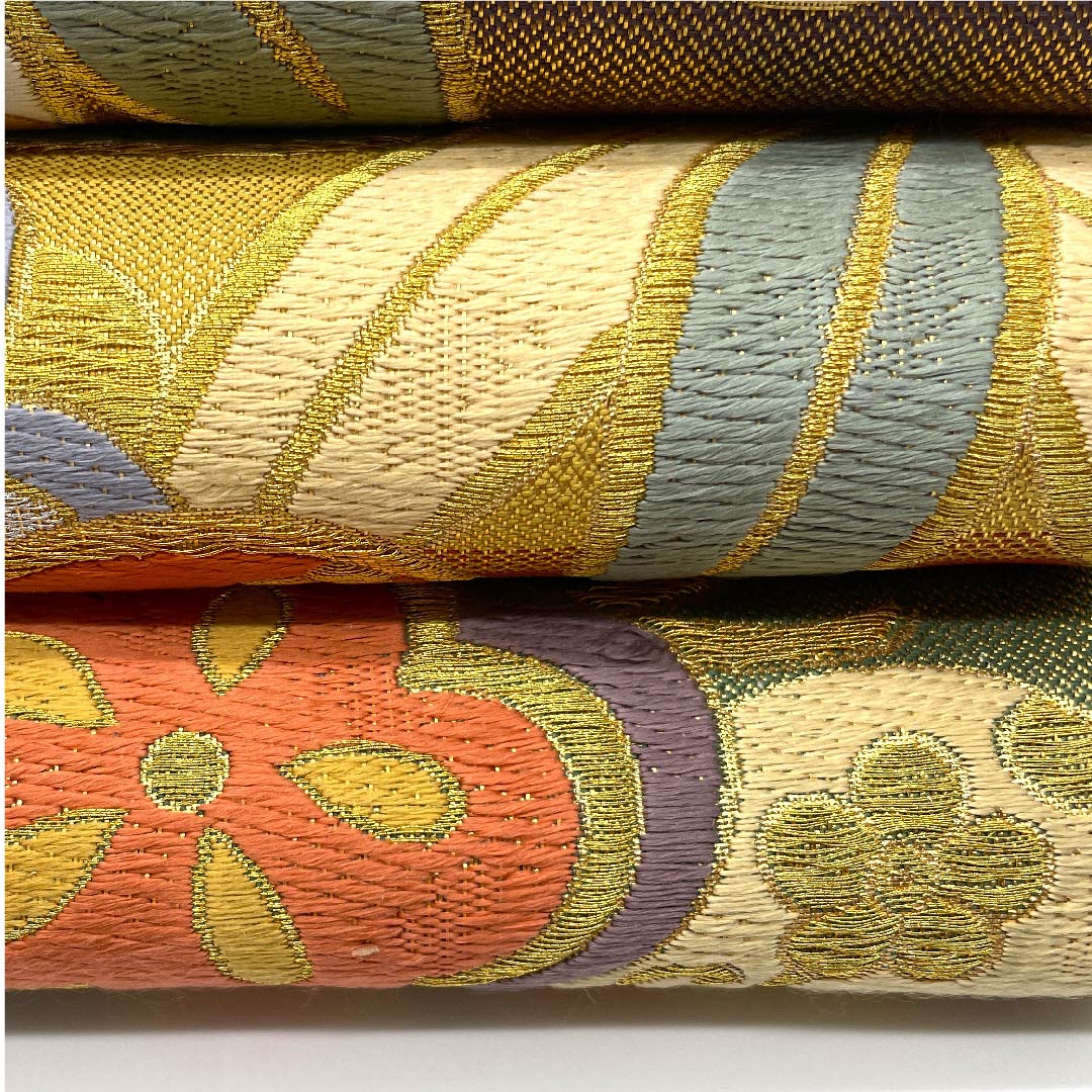 袋帯 振袖用 梅 松 花唐草 帯丈436cm 正絹 Aランク 六通 フォーマル グラデーション系 1123006183399