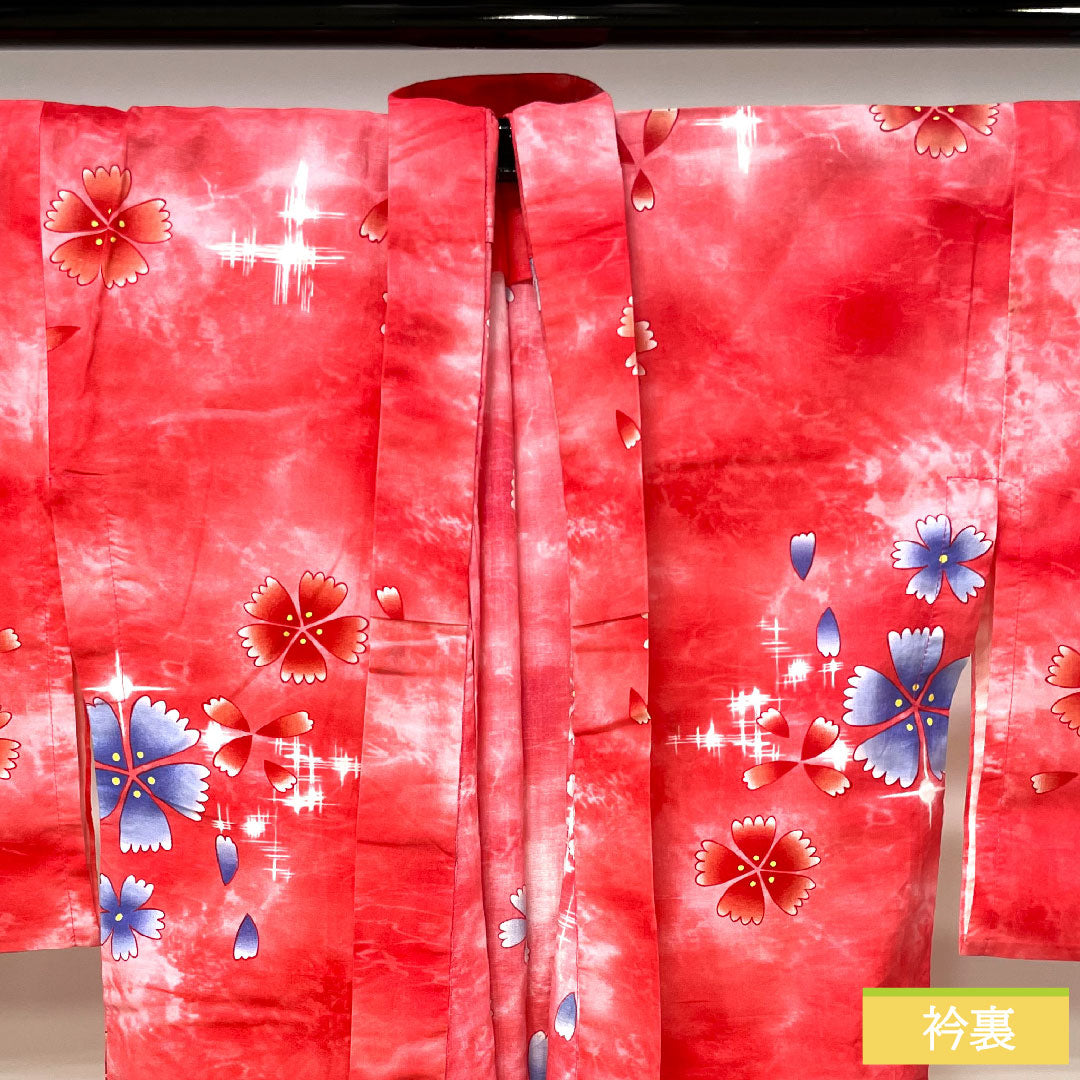 Yukata Cotton Length 148cm Sleeve length 63.5cm S rank Single layer Pink Umegasaneiro Cherry blossom 1118005082113