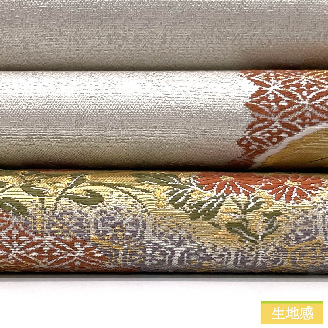 袋帯 正絹 Sランク 道長取り 加納幸 古典柄 留袖用 帯丈440cm 六通 フォーマル 銀系 1123016032322