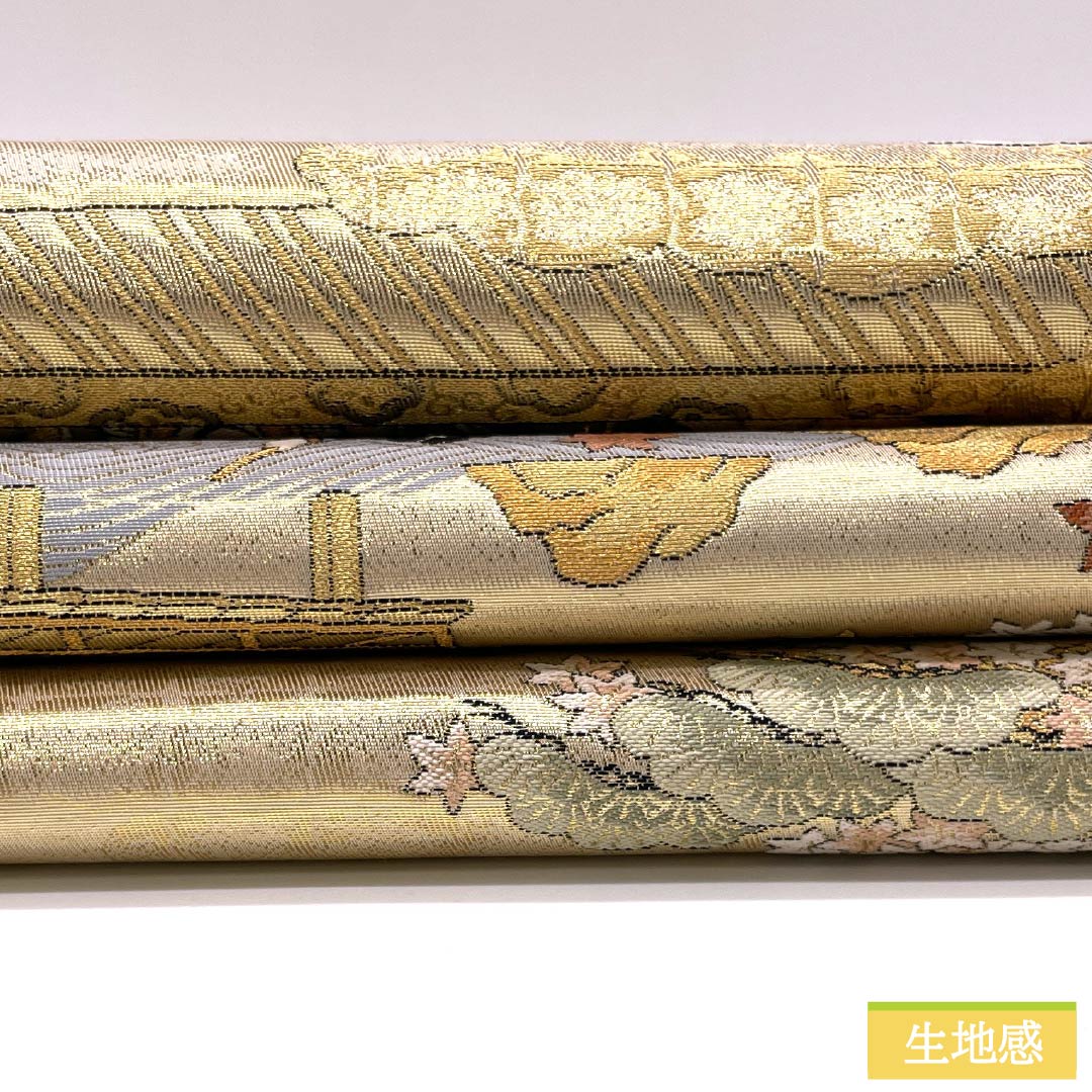 袋帯 正絹 時代人物風景模様 留袖用 本金箔 駒競行幸絵巻 帯丈434cm Aランク 六通 フォーマル 金系 1123014253321