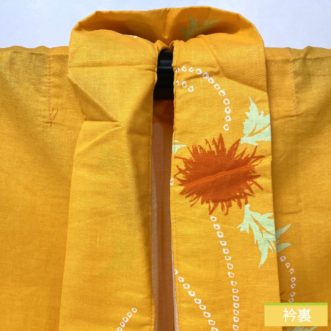 Cotton Yukata, Length 162.5cm, Sleeve Length 65cm, S Rank, Single Layer, Orange with Cherry Design, 1118005952426