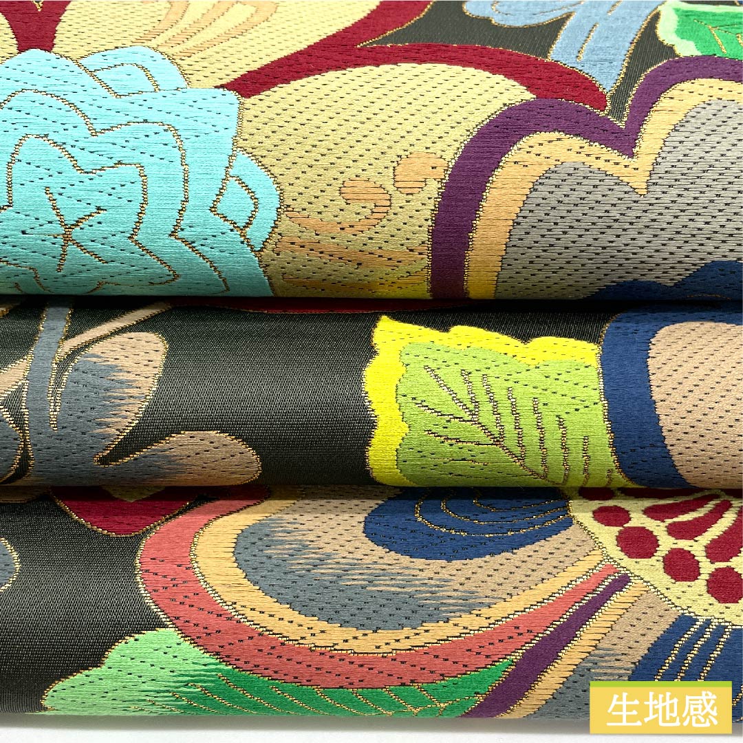 袋帯 黒橡色(くろつるばみいろ) 花柄 帯丈440cm 正絹 Sランク 六通 フォーマル 緑系 1123010172319