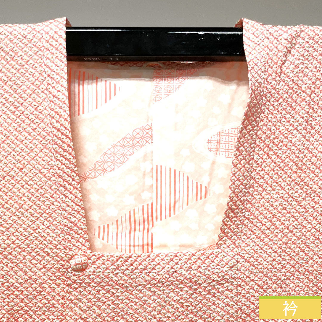 道行コート 正絹 身丈80.5cm 裄丈63cm 薄紅梅色 総絞り 鹿の子絞り Sランク 袷 ピンク系 1117000732913