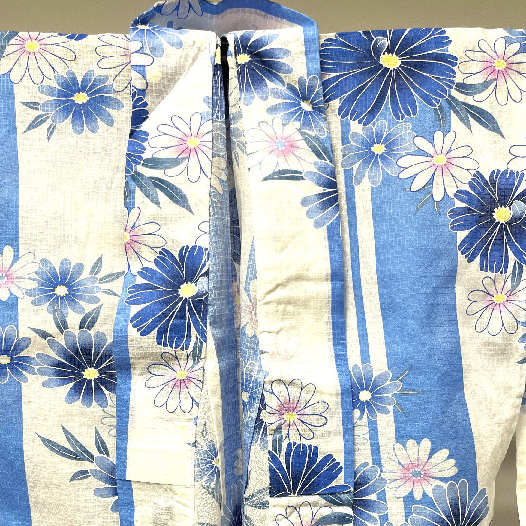 Yukata, floral pattern, cotton, S rank, single layer, length 161cm, sleeve length 65.5cm, white, 1118001482411