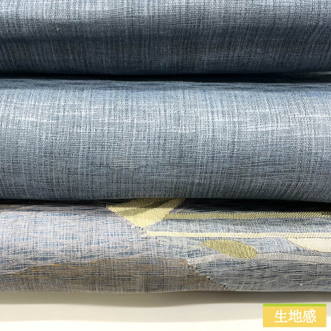 袋帯 正絹 湊鼠色(みなとねずいろ) 夏帯 抽象模様 帯丈440cm Bランク ポイント柄 セミフォーマル 水色系 1123013274324