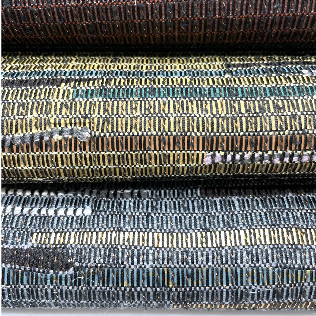 (未仕立)袋帯 桃尻色(ももじりいろ) 幾何学模様 帯丈454cm 正絹 Aランク ポイント柄 カジュアル 茶系 1123007203414