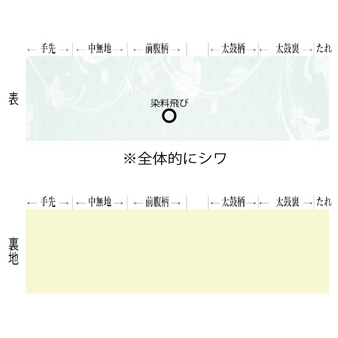 名古屋帯 正絹 Aランク 名古屋仕立て 魚子黄色(ぎょしこう) 水仙 染め帯 ちりめん地 帯丈383cm ポイント柄 カジュアル 黄系 1124014333423