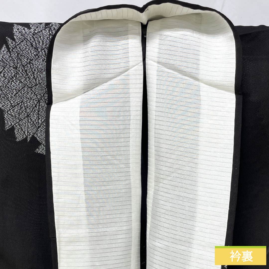夏物 ポリエステル 小紋 身丈147cm 裄丈64.5cm 縫い取り 抽象模様 紗 Sランク 黒系 1132002412110