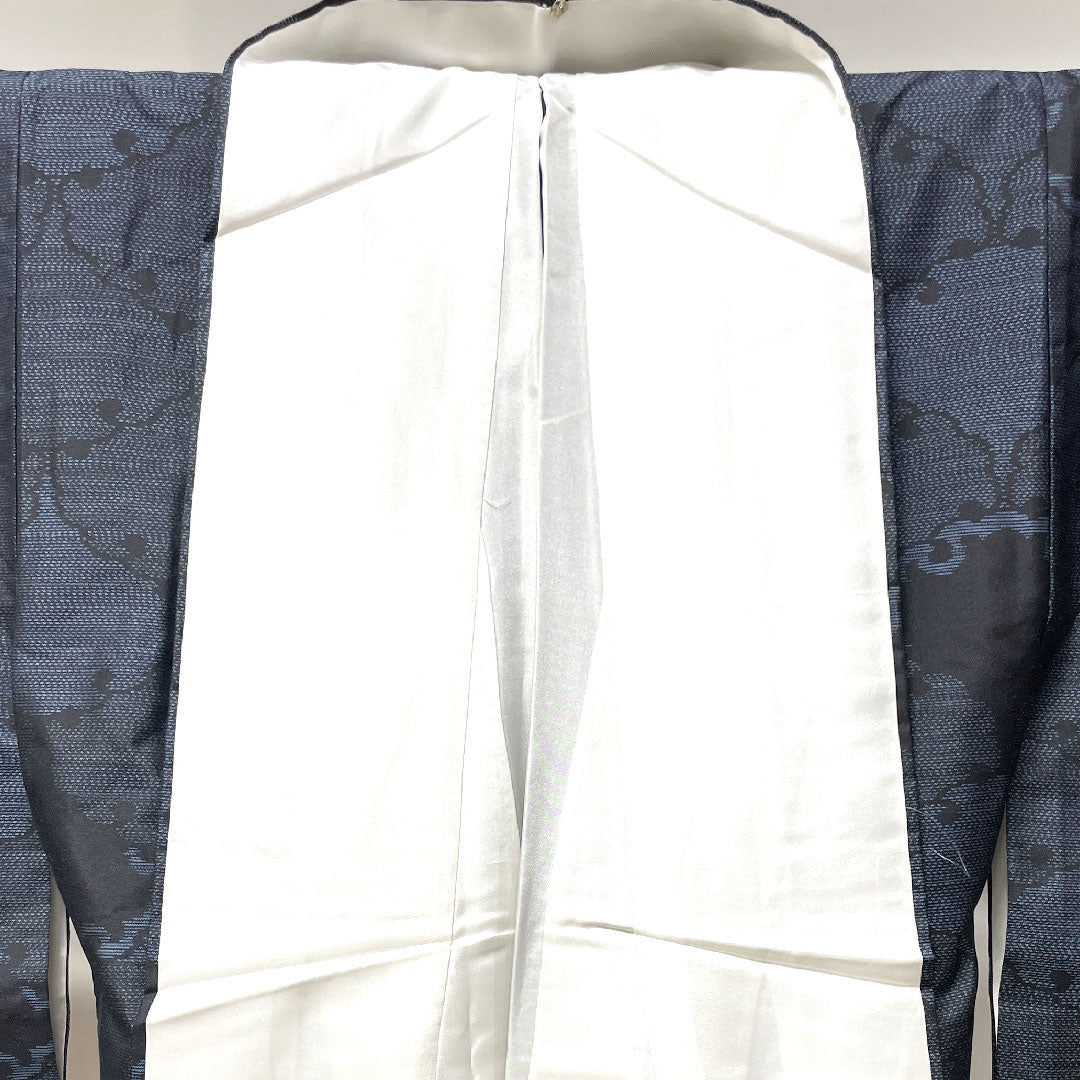 大島紬 身丈160.5cm 裄丈63.5cm 緯総絣 雪輪 正絹 Aランク 袷 紺系 1116002823418