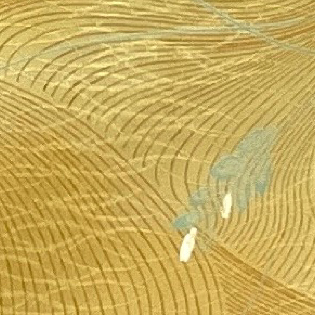 小紋 身丈147.5cm 裄丈61.5cm 袷 洗える着物 流水に葉 ポリ Aランク 黄系 1115000213123