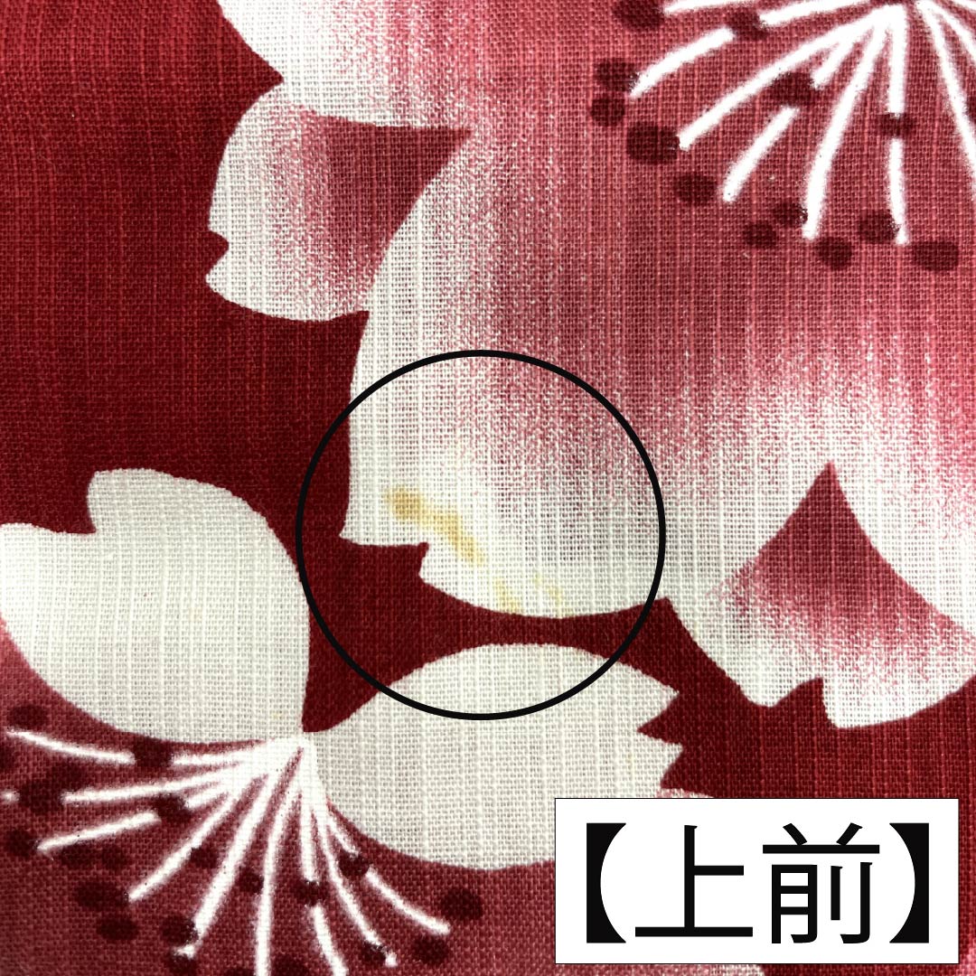 浴衣 木綿 Aランク 身丈164cm 裄丈68cm 真紅色(しんくいろ) 桜 単衣 赤系 1118007463412