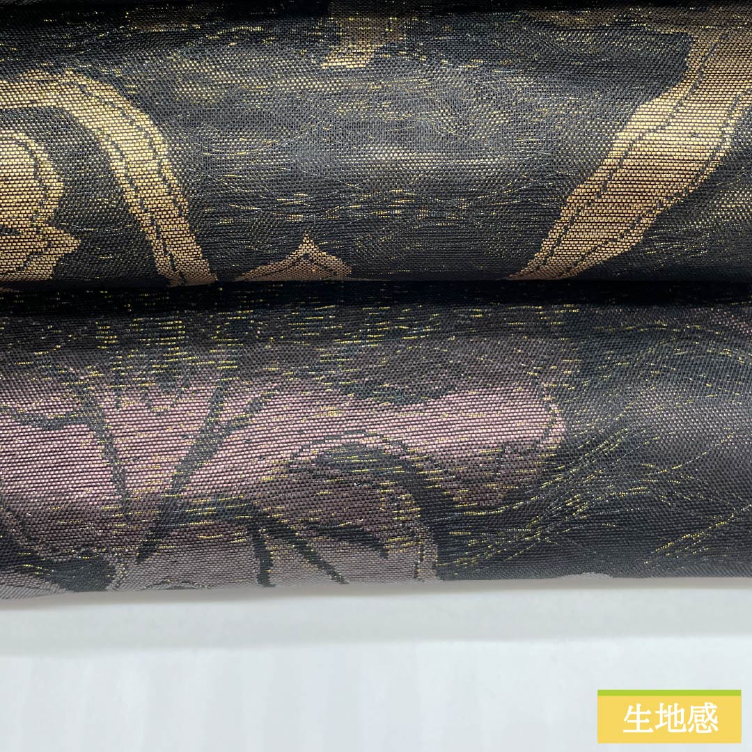 袋帯 正絹 リバーシブル 葡萄唐草文 宝尽くし文 帯丈462cm Sランク 全通 セミフォーマル 黒系 1123014742410