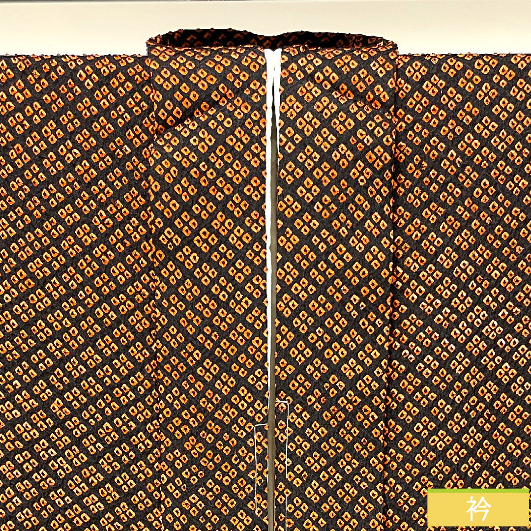 羽織 正絹 身丈75cm 裄丈65cm 緋色(ひいろ) 総絞り 抽象模様 しつけ糸付き Sランク 袷 朱系 1117001052916