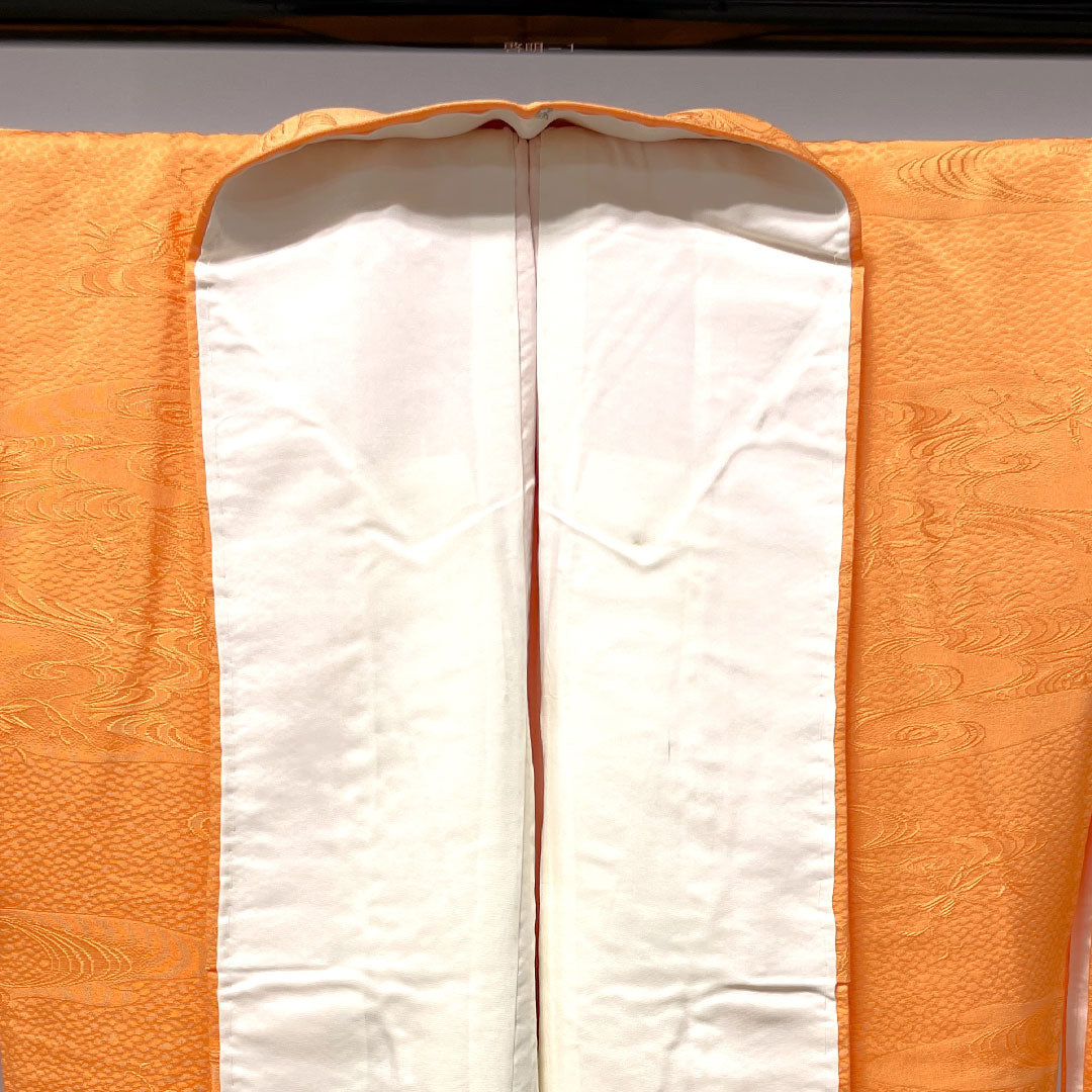 Plain color, pure silk, red shishi color, flowing water, different hawk feathers, length 161.5cm, sleeve length 64.5cm, lined, A rank, vermilion, 1114000823416