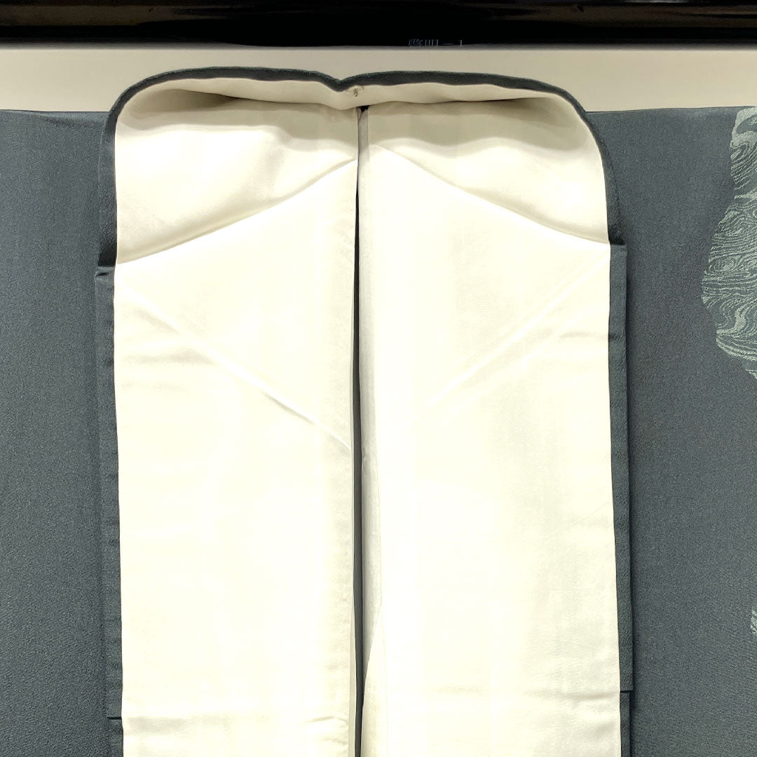 Homongi, lined, length 151cm, sleeve length 61.5cm, iron grey, flowing water, pure silk, A rank, gray, 1112002553222