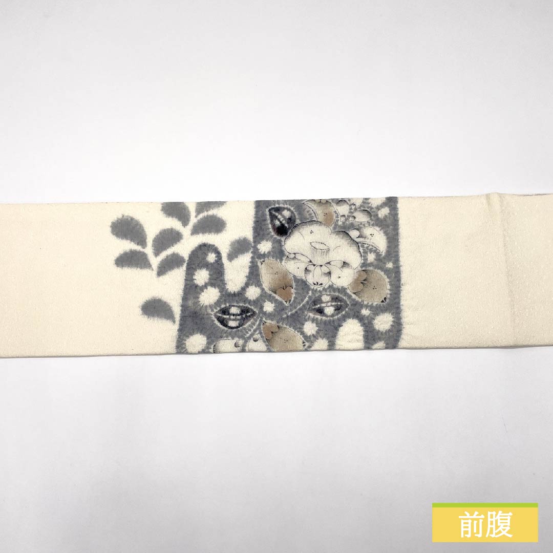 名古屋帯 乳白色色(にゅうはくしょくいろ) 作家物 辻ヶ花 帯丈357cm 正絹 Bランク ポイント柄 セミフォーマル 白系 1124008384311 名古屋仕立て