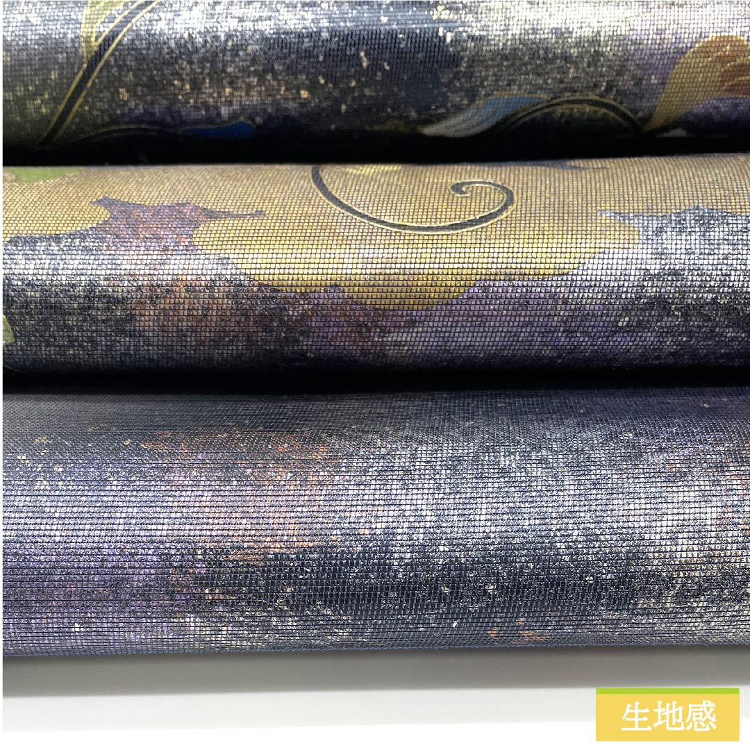 袋帯 正絹 江戸納戸色(えどなんどいろ) 於利部寿名宝 慶匠絹箔螺鈿 意匠絹箔金彩螺鈿 作家物 帯丈440cm Sランク 六通 フォーマル 青系 1123011452317