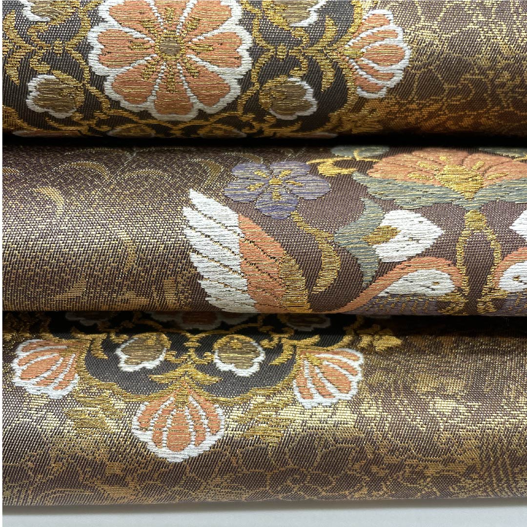 袋帯 金色 宝相華 花唐草 鳳凰 帯丈428cm 正絹 Aランク 六通 フォーマル ベージュ系 1123007593325
