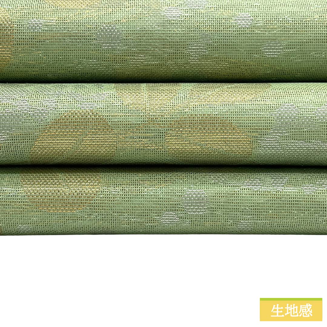 袋帯 正絹 Sランク 浅緑色(あさみどりいろ) 夏帯 萩 帯丈442cm 全通 フォーマル 緑系 1123018352319