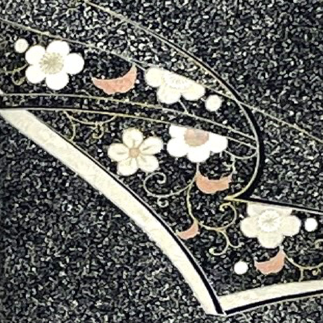 小紋 身丈158.5cm 裄丈63.5cm 袷 幾何学模様 花 正絹 Aランク 黒系 1115001963810