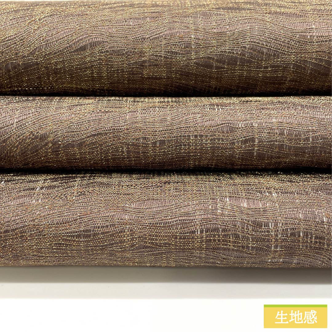 袋帯 正絹 燻色(ふすべいろ) 西陣織 抽象模様 金糸入り 櫛織 帯丈444cm Sランク ポイント柄 セミフォーマル 茶系 1123012682314