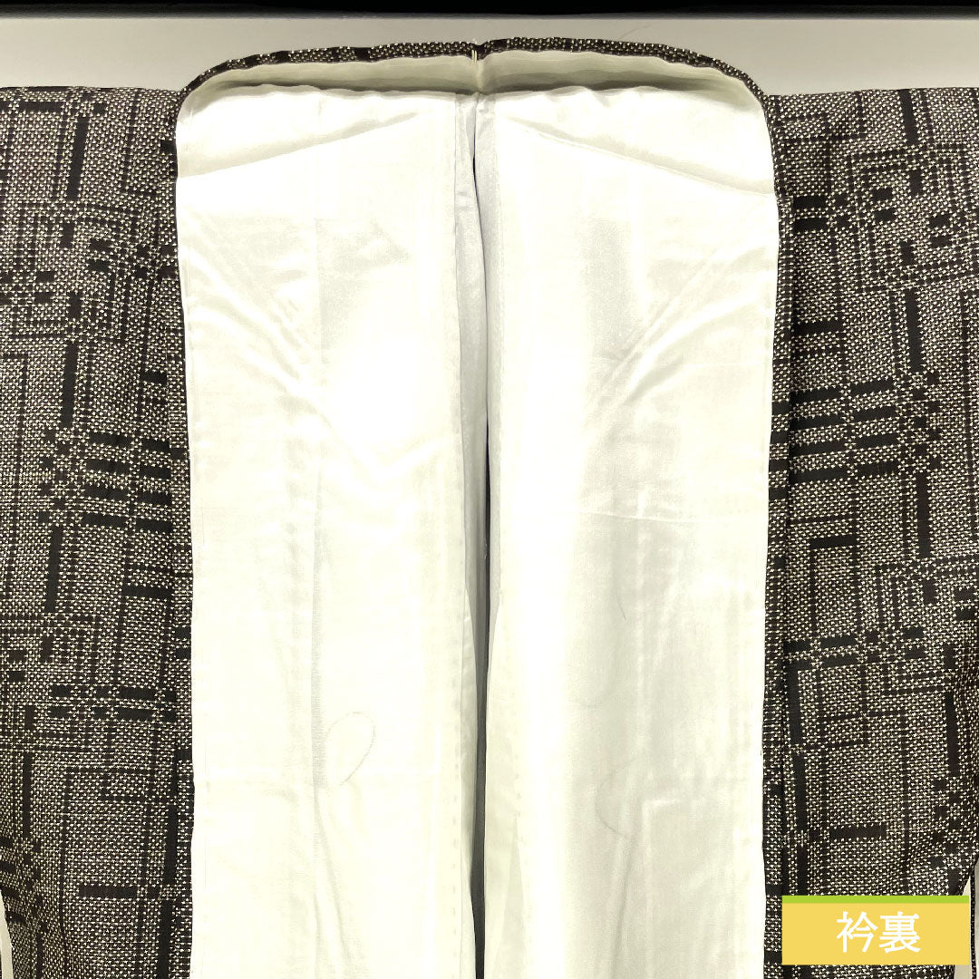 Silk pongee, Length 154.5cm, Sleeve length 63cm, Oshima pongee, Warp and weft ikat, Geometric pattern, A rank, Lined, Black, 1116003563210
