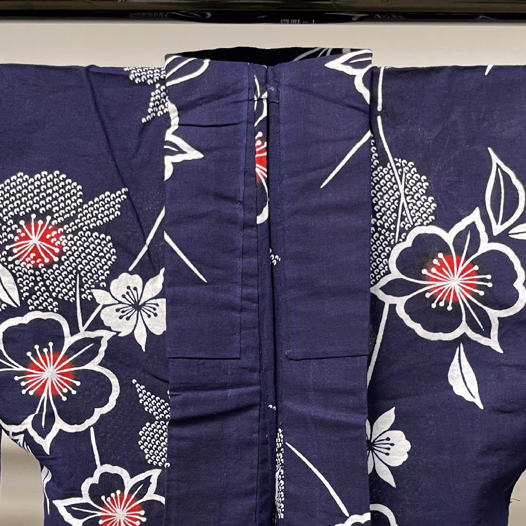 浴衣 濃紺色 桜木綿 Sランク 単衣 身丈154cm 裄丈64cm 紺系 1118004412218