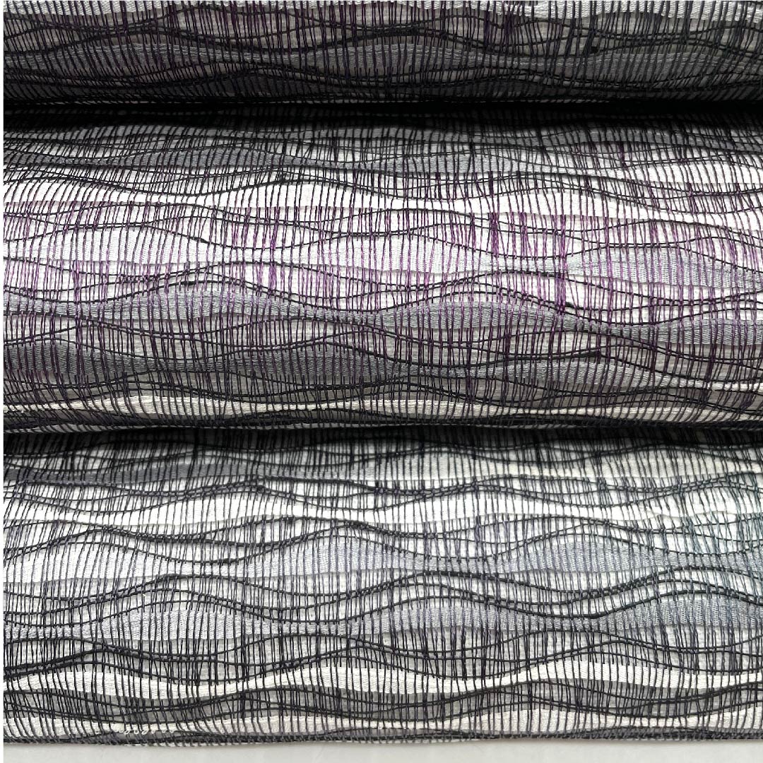 袋帯 深紫色(ふかきむらさきいろ) 夏帯 横段 帯丈442cm 正絹 Aランク 六通 カジュアル グラデーション系 1123007243399