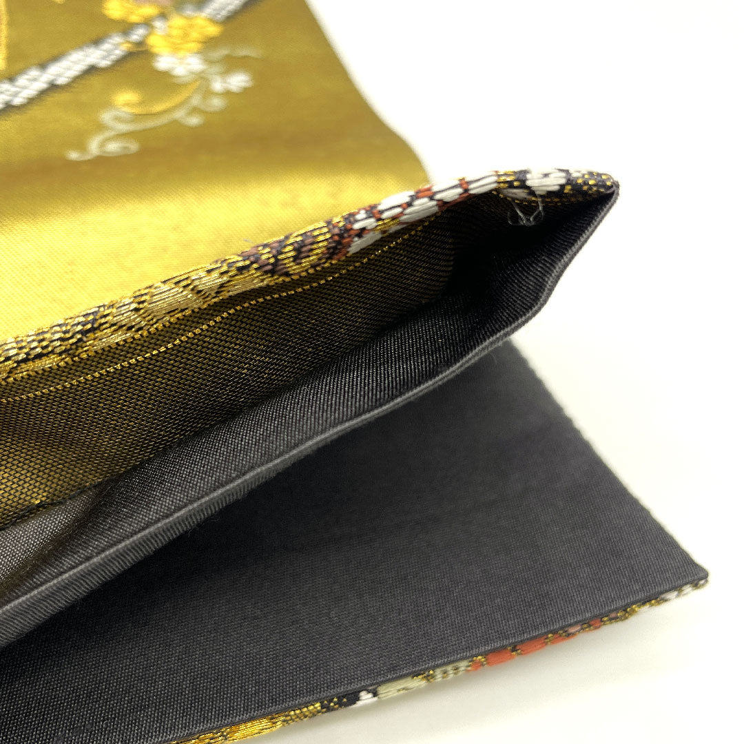 Fukuro Obi Wisteria and Chrysanthemum Length 446cm Pure Silk S Rank Six-way Formal Gold 1123004432321