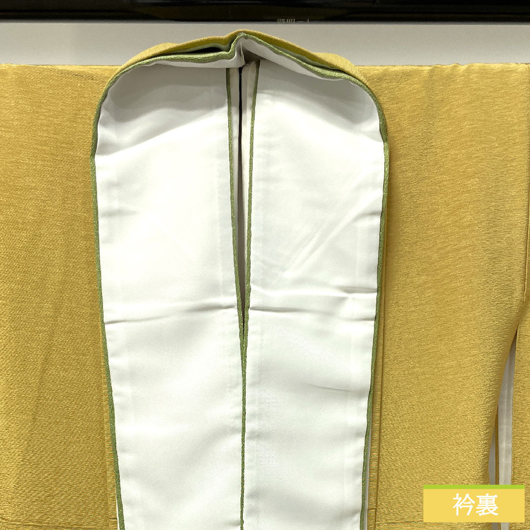 訪問着 正絹 袷 身丈167cm 裄丈64cm 楊梅色 風景模様 作家物 しつけ糸付き 未使用品 Sランク 黄系 1112003382523