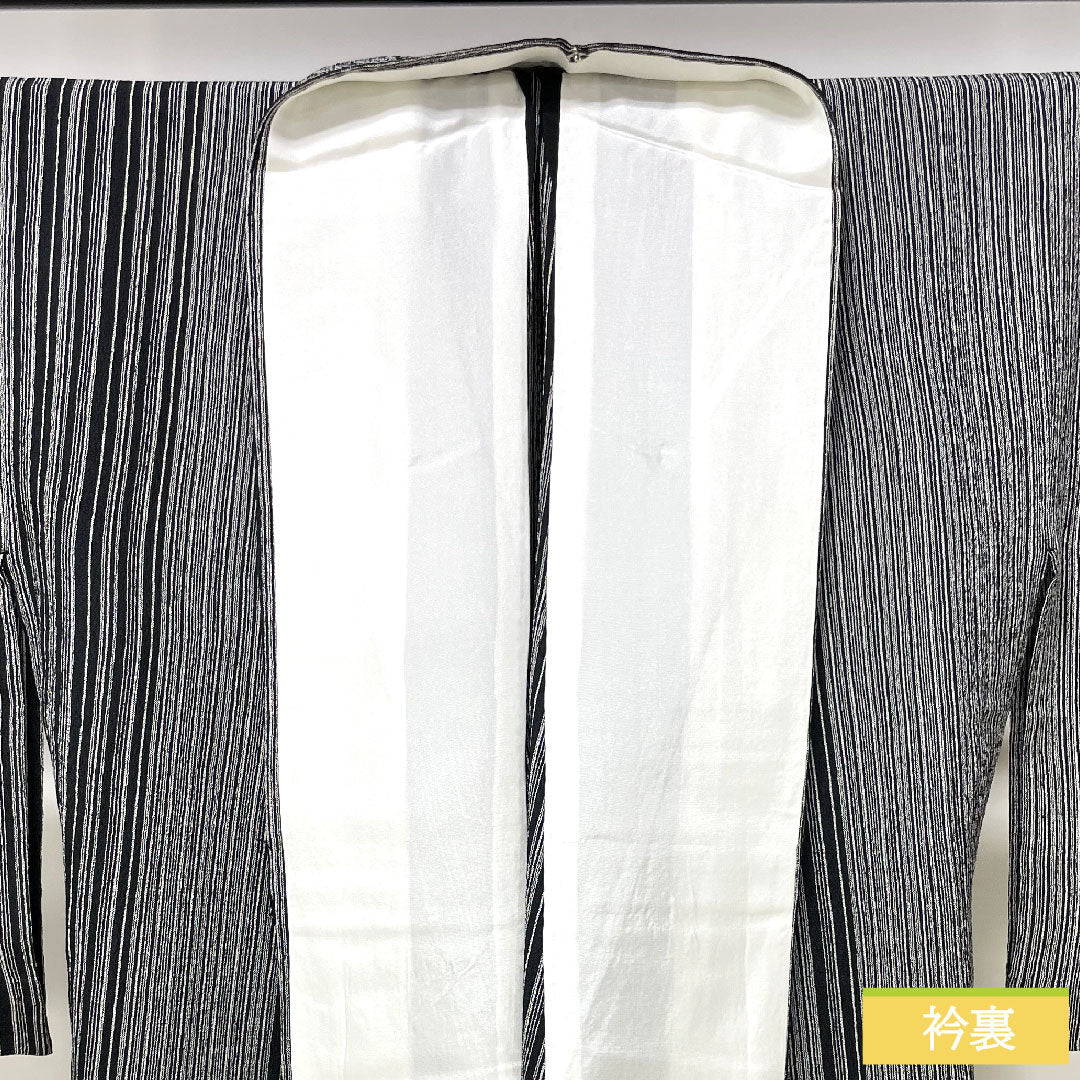 Tsumugi, pure silk, length 165.5cm, sleeve length 65cm, stripes, S rank, single layer, monotone, 1116003692527