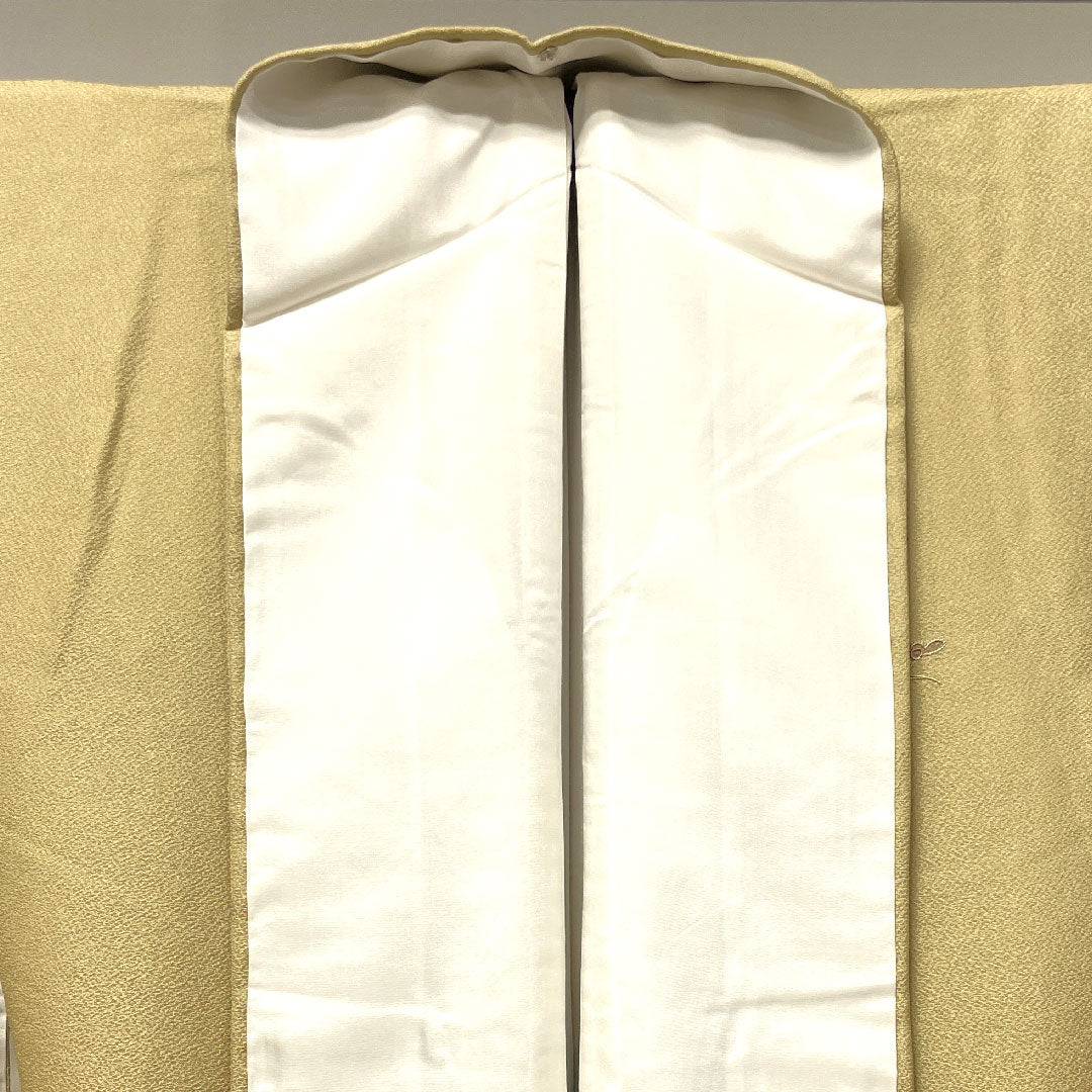 訪問着 袷 身丈152cm 裄丈63cm 枯野色 汕頭刺繡 蘇州刺繡 御所車 正絹 Sランク ベージュ系 1112002752225