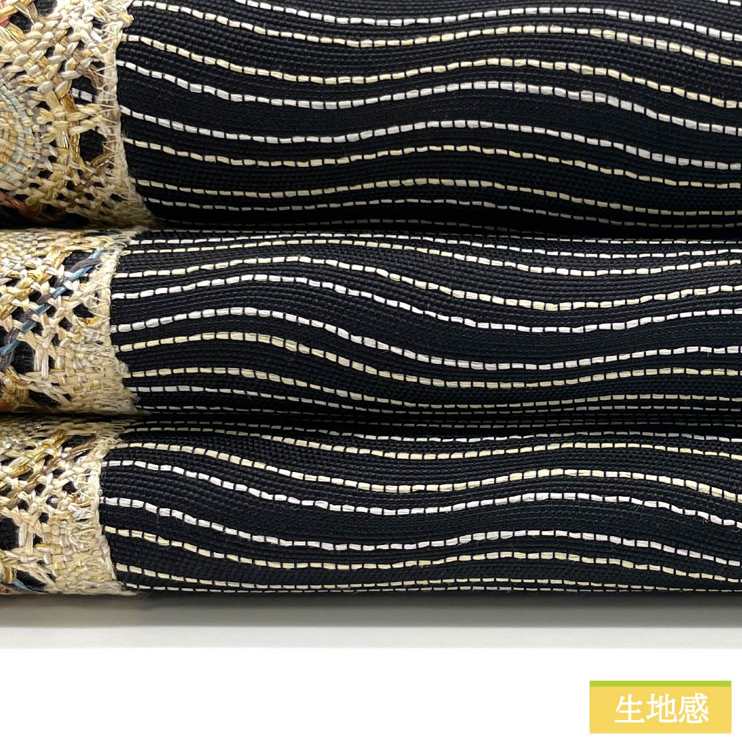 袋帯 正絹 組織り 帯丈456cm Sランク 六通 カジュアル 黒系 1123013182410