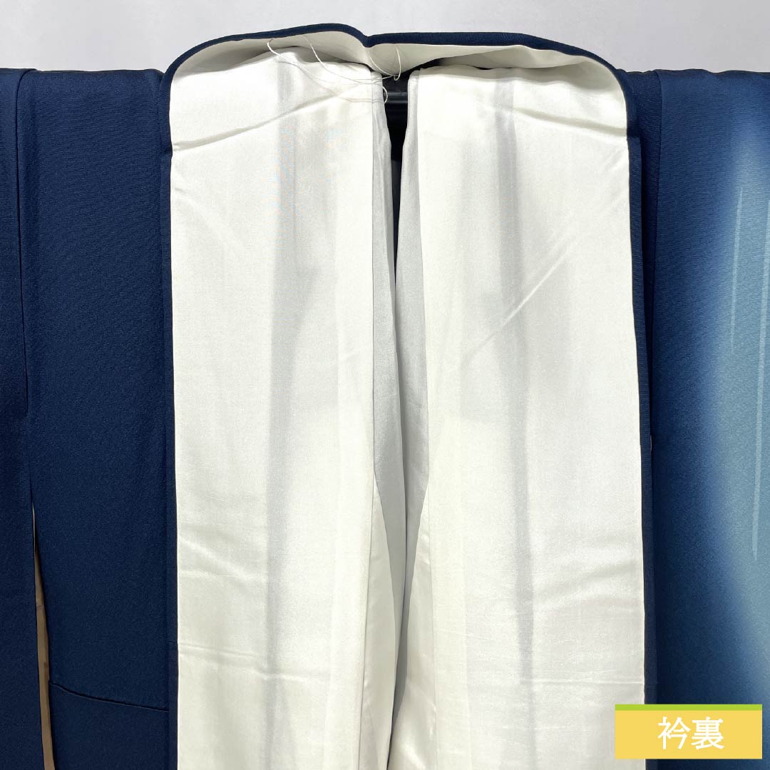 振袖 正絹 Aランク 身丈161cm 裄丈62.5cm 袷 印度藍色(いんどあいいろ) 京友禅 牡丹 紅葉 紺系 1113002833418